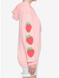 Pink Strawberry Sleeve Girls Hoodie, PINK, alternate
