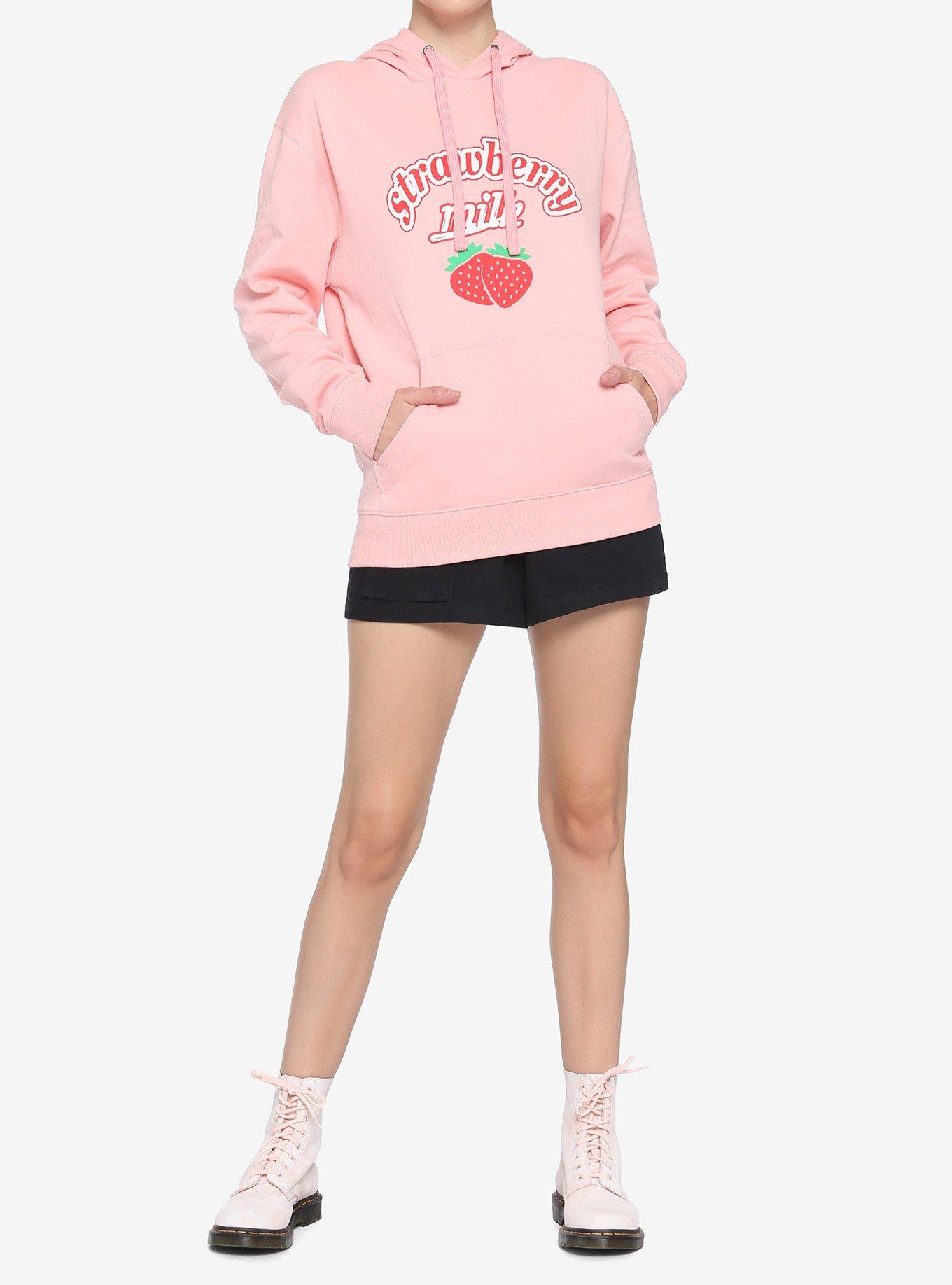 Strawberry Milk Girls Hoodie, PINK, alternate