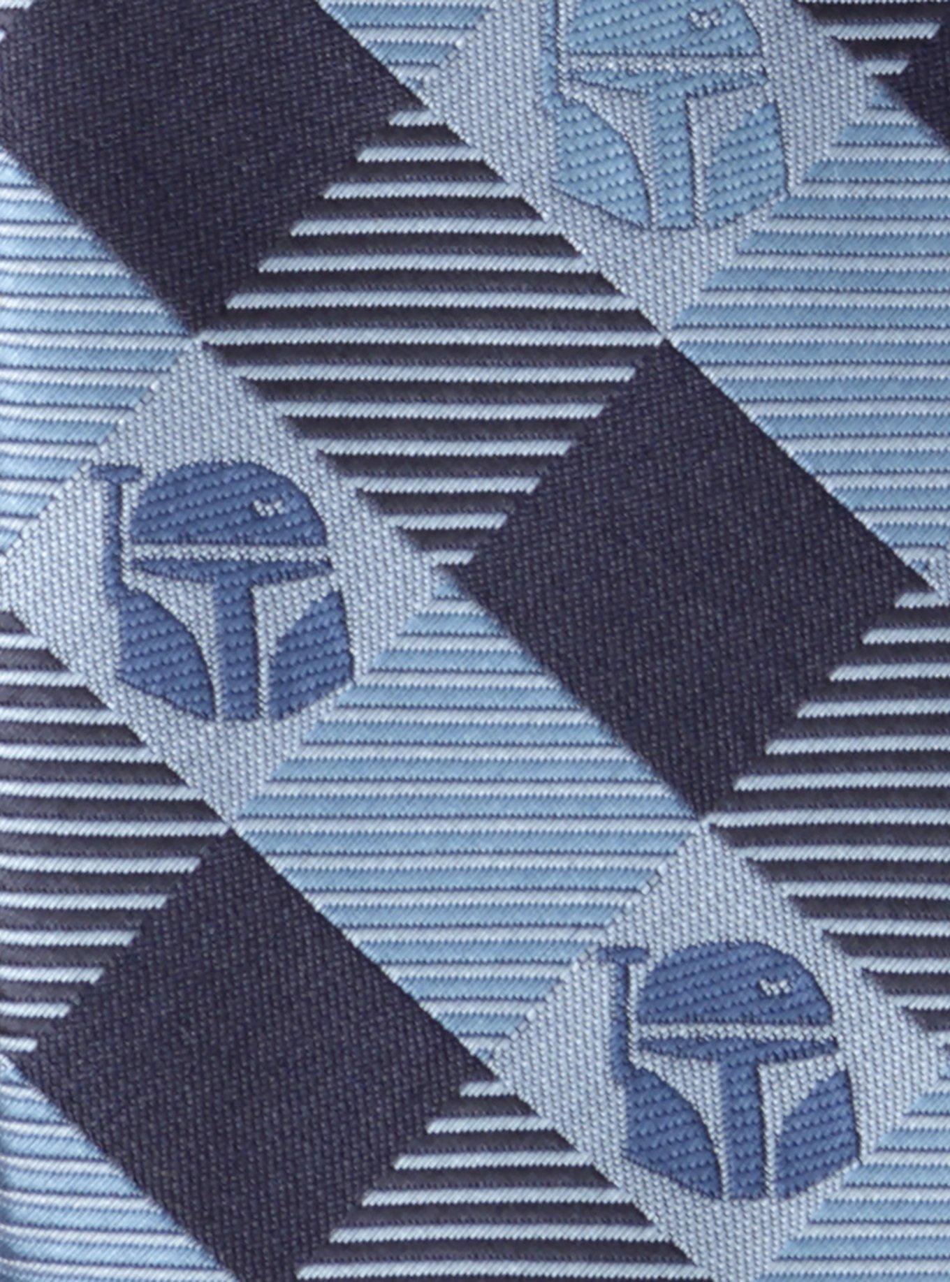 Star Wars The Mandalorian Mando Helmet Check Blue Tie, , alternate
