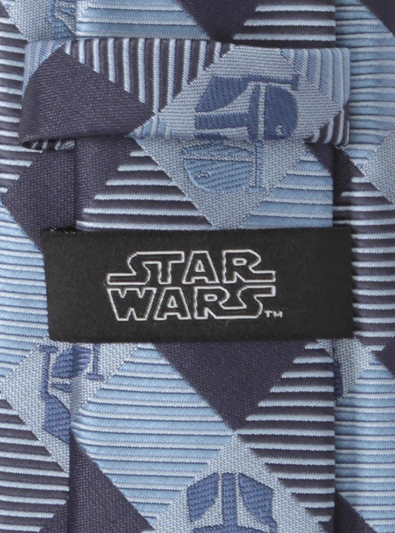 Star Wars The Mandalorian Mando Helmet Check Blue Tie