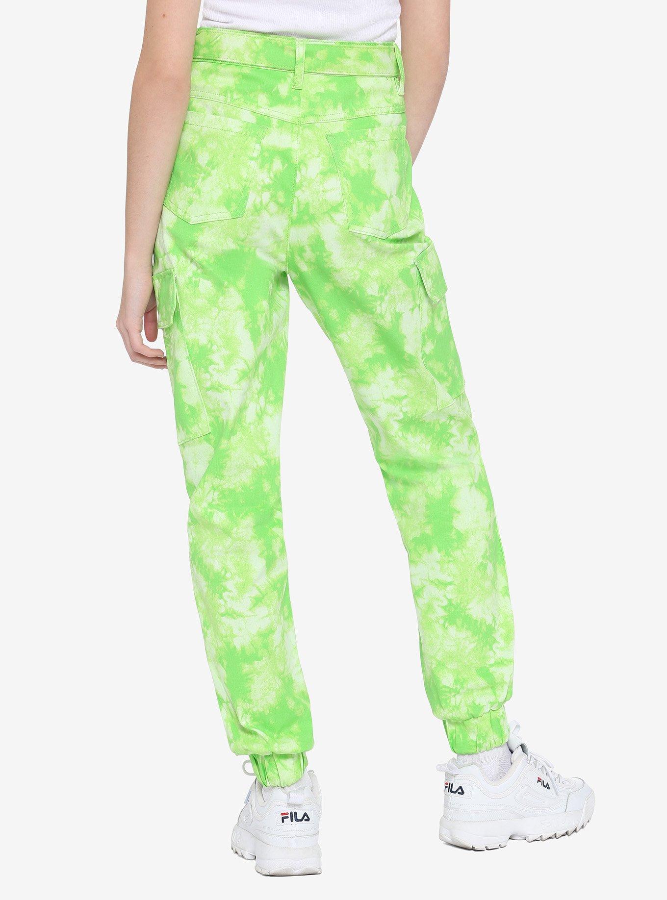 Lime Green Tie-Dye Cargo Pants, TIE DYE, alternate