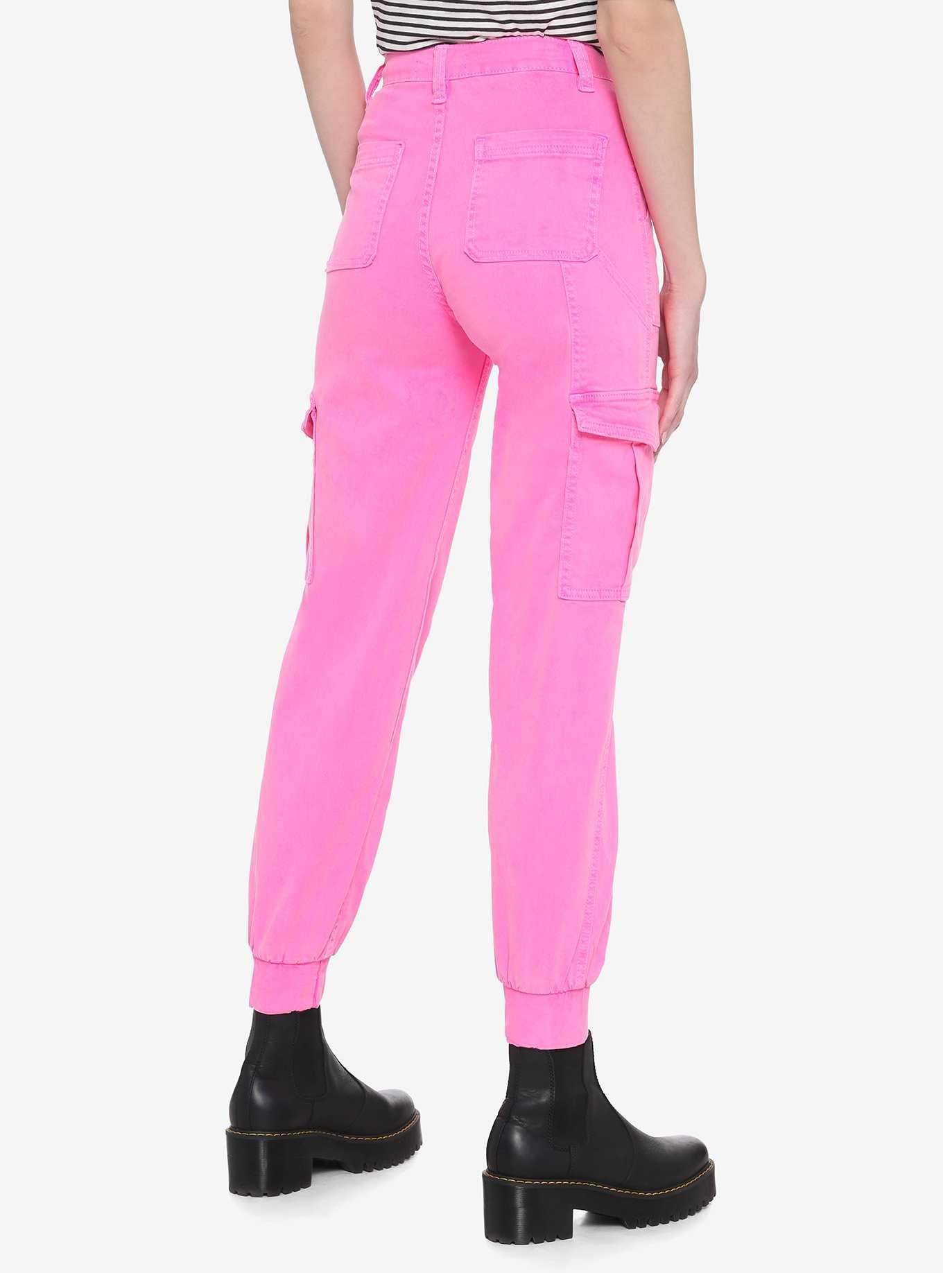 Pink Cargo Jogger Pants, , hi-res