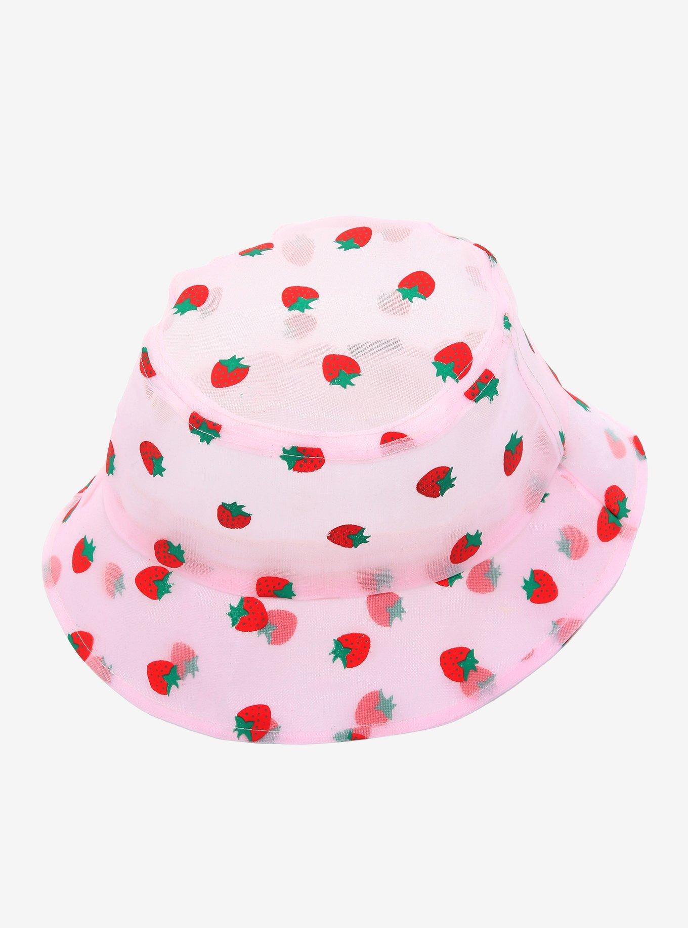 Strawberries Pink Sheer Bucket Hat, , alternate