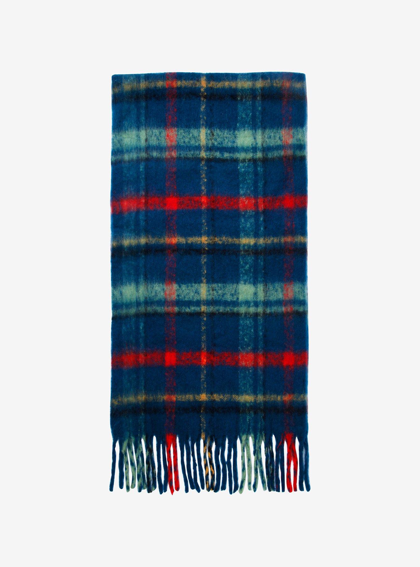 Brushed Blue Plaid Scarf, , alternate