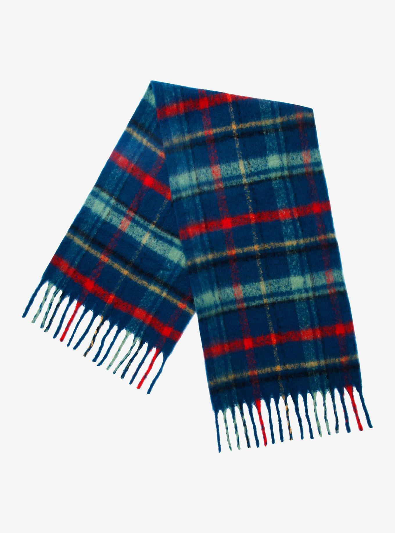 Brushed Blue Plaid Scarf, , alternate