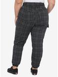 Black & Grey Plaid Cargo Pants Plus Size, PLAID, alternate