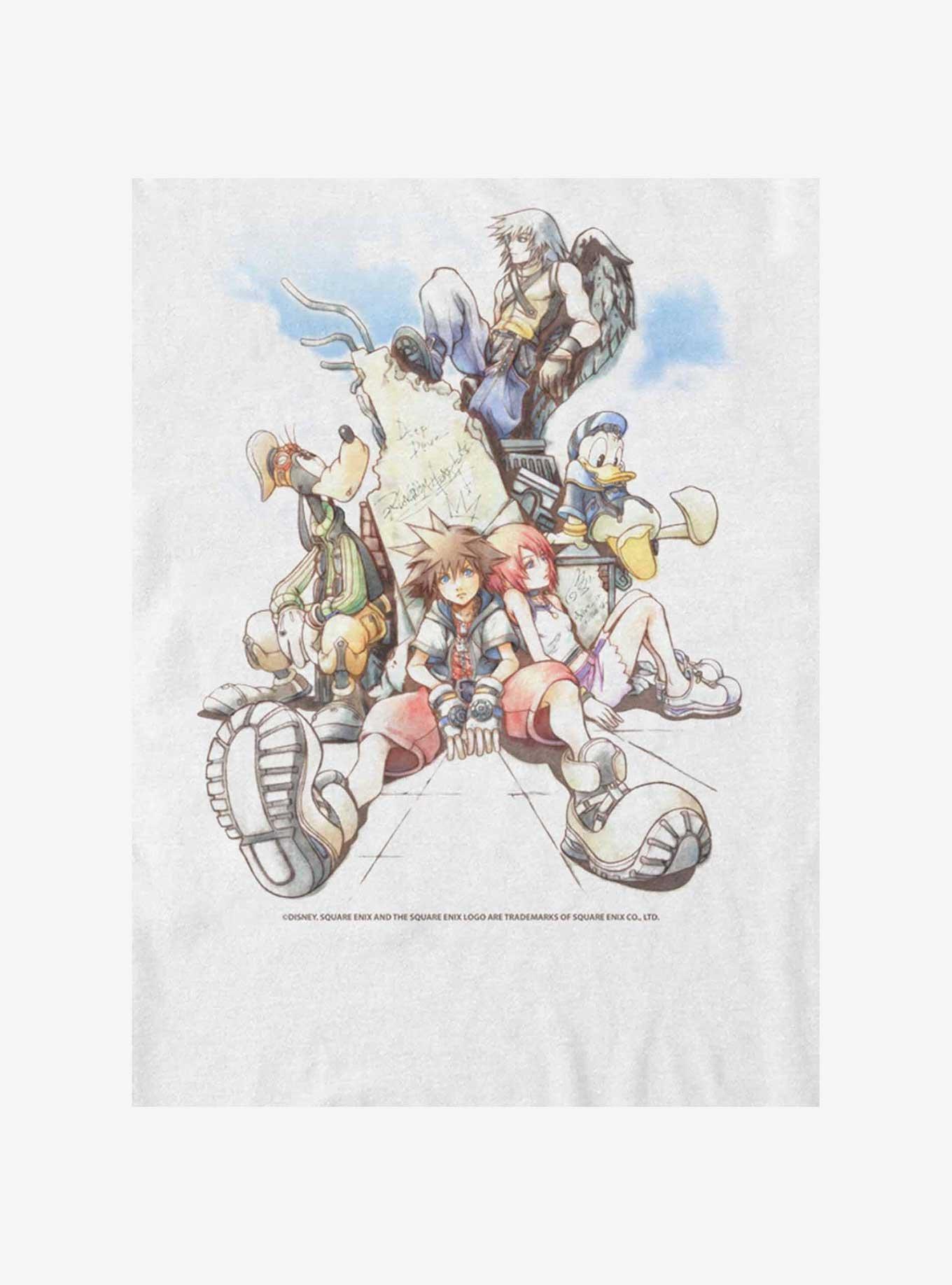 Disney Kingdom Hearts Group In The Clouds Girls T-Shirt, WHITE, alternate