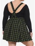 Green & Black Grid Plaid Pleated Skirtall Plus Size, BLACK, alternate