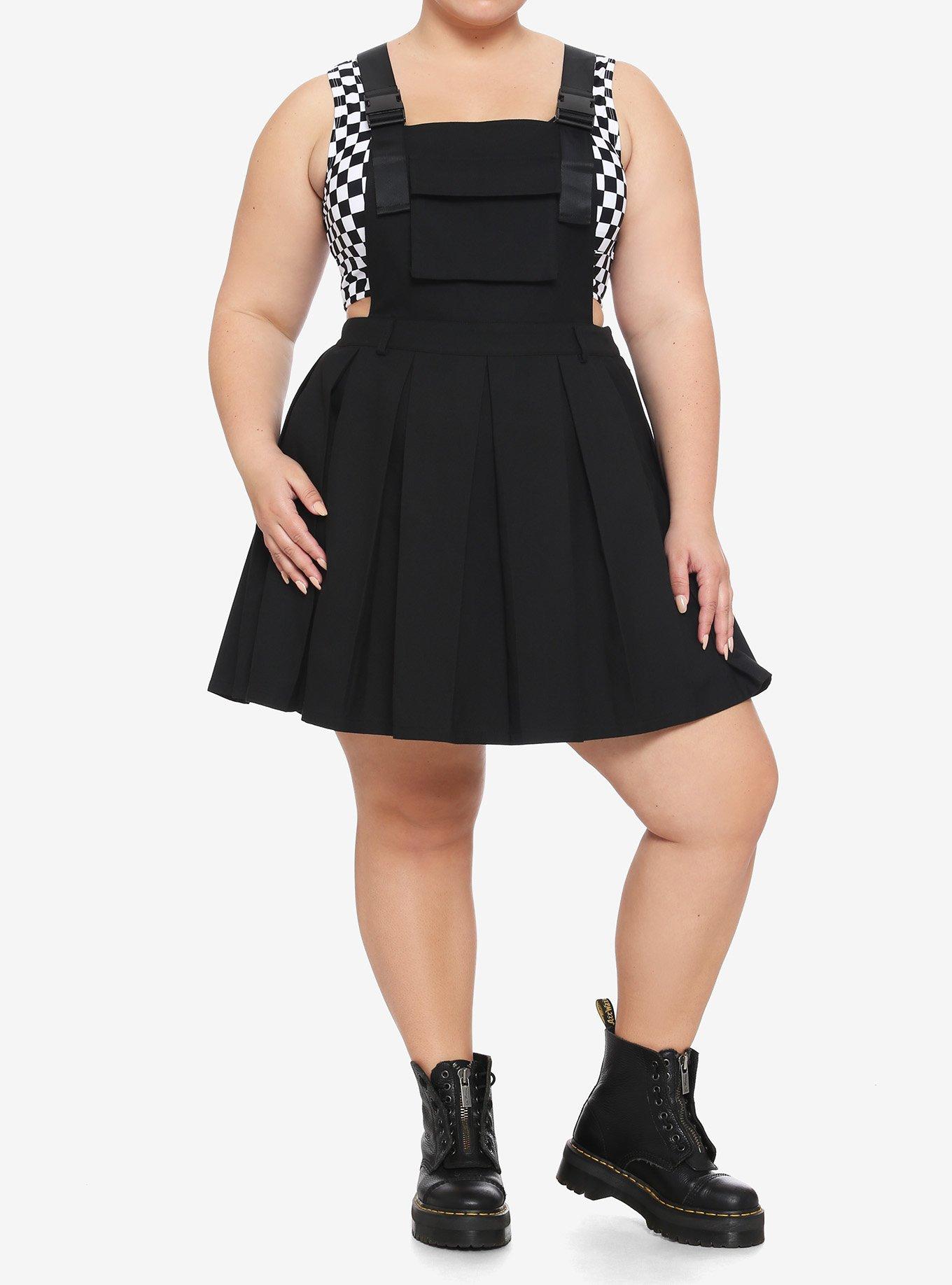 Black Cargo Pleated Skirtall Plus Size, BLACK, alternate