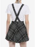 Black & Grey Plaid Suspender Skirt, PLAID - BLACK, alternate