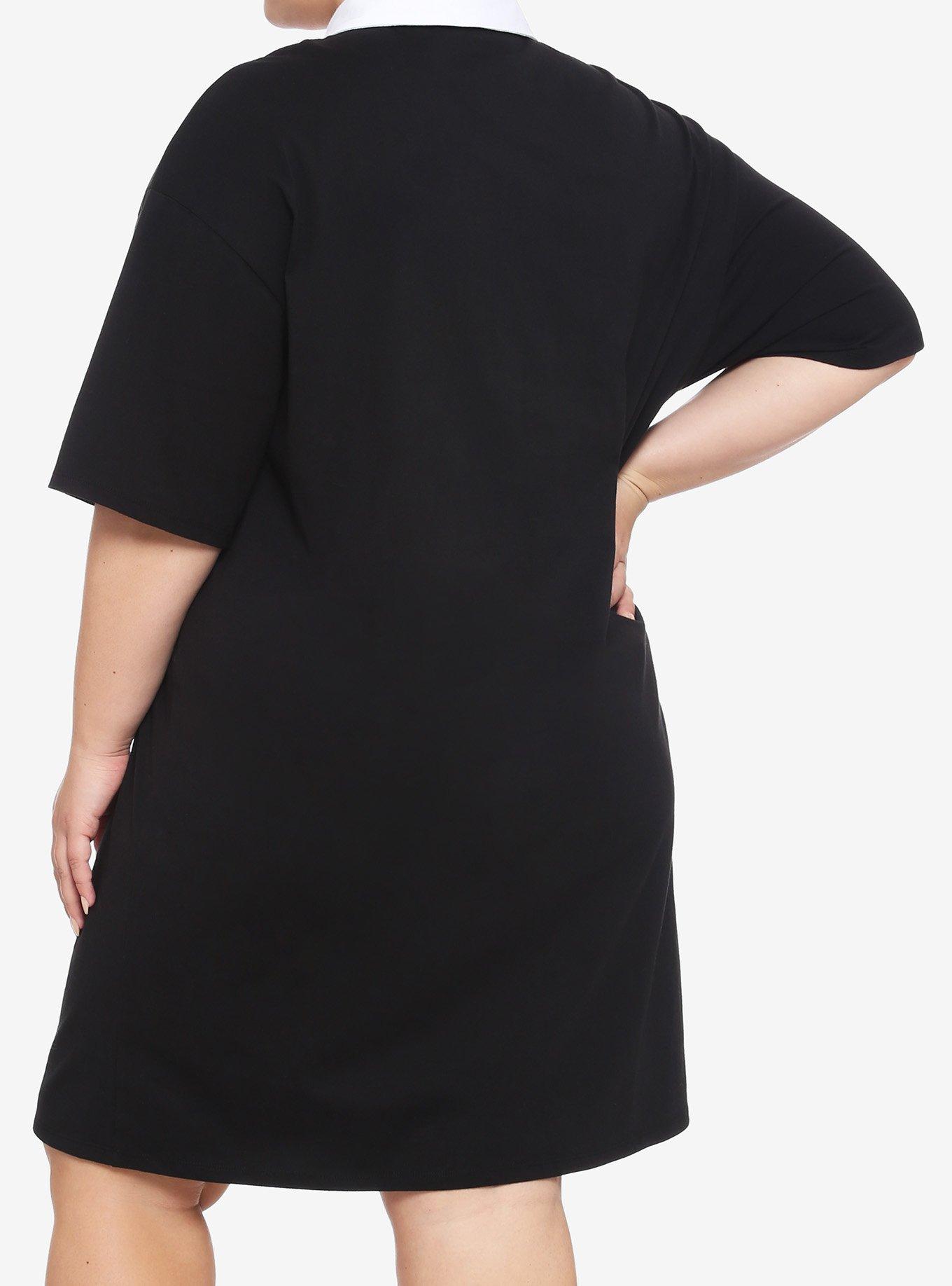Dragon Tarot Collar Oversized T-Shirt Dress Plus Size, BLACK, alternate