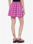 Pink & Purple Plaid Pleated Chain Skirt, PLAID, alternate