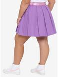 Purple Pleated Skirt With Pink Buckle Belt Plus Size, MULTI, alternate