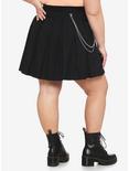 Black O-Ring Chain Pleated Skirt Plus Size, BLACK, alternate