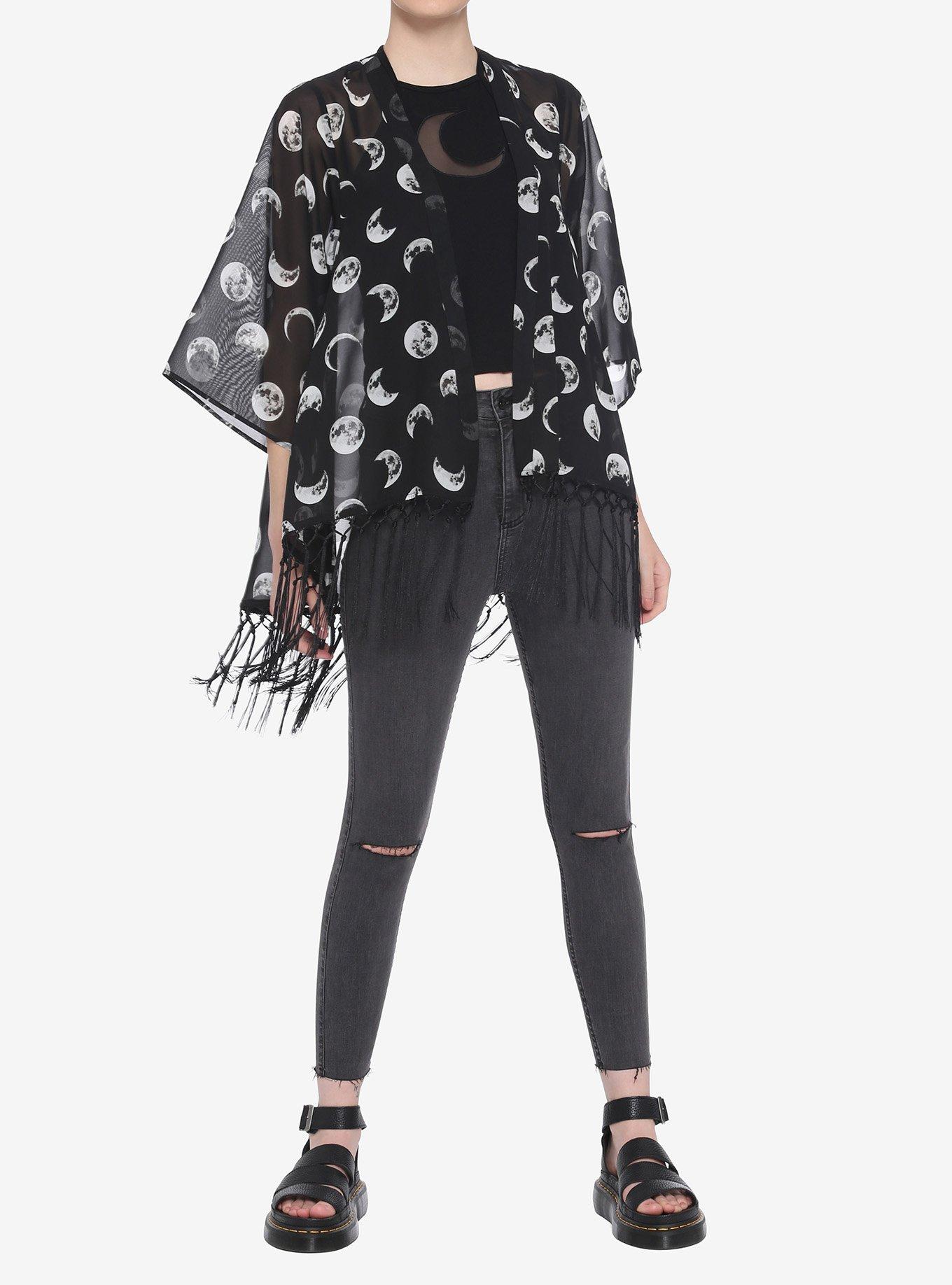 Moon Phase Chiffon Fringe Short Duster, , hi-res