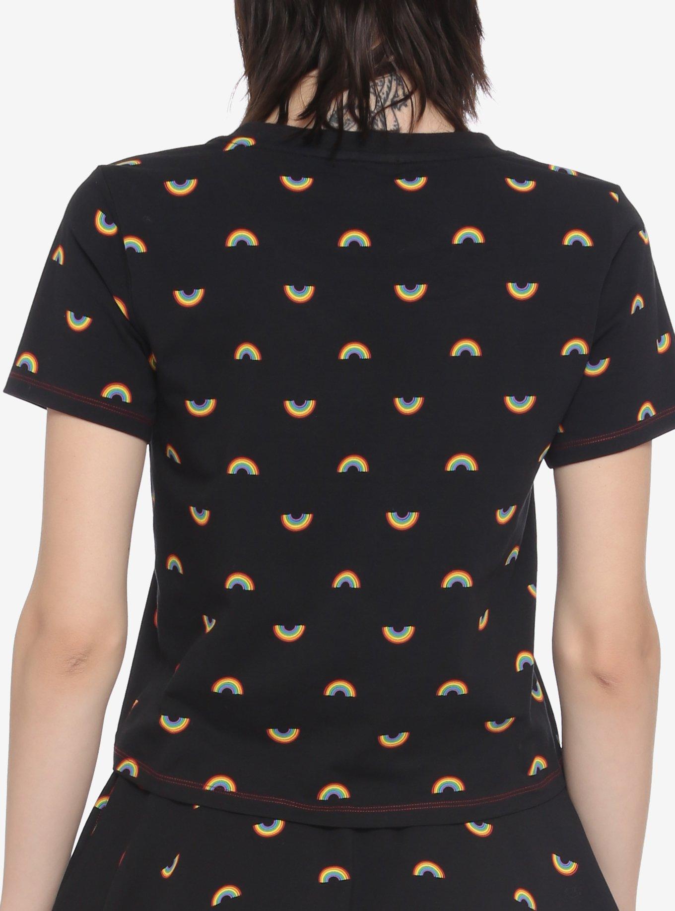 Rainbow Toss Babydoll T-Shirt, BLACK, alternate