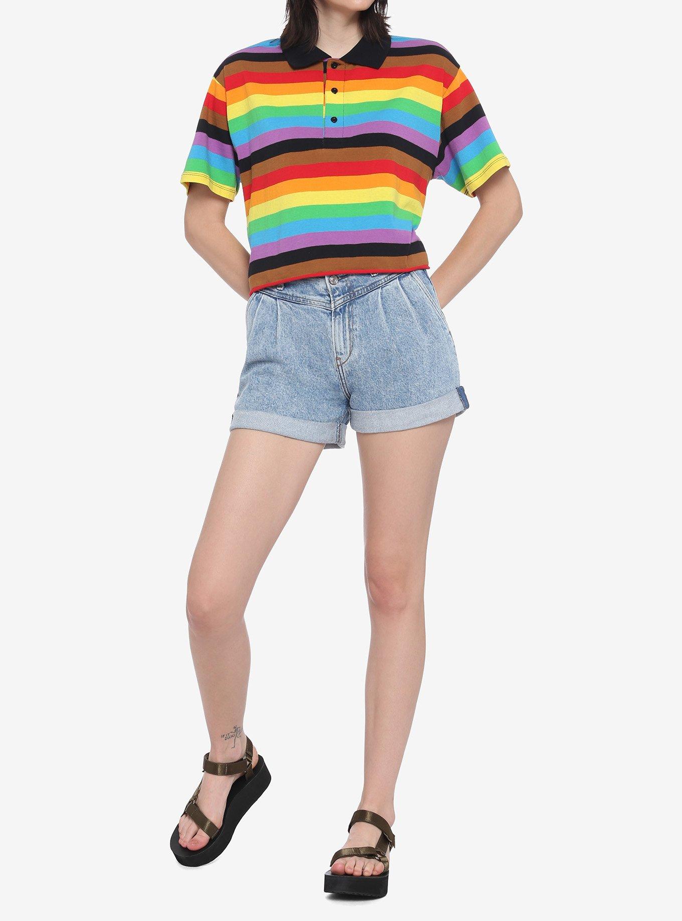 Rainbow Stripe Polo Shirt, STRIPES, alternate