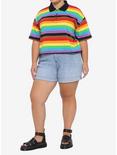 Rainbow Stripe Polo Shirt Plus Size, STRIPES, alternate