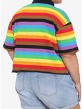 Rainbow Stripe Polo Shirt Plus Size, STRIPES, alternate