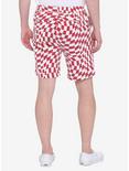 Warped Red & White Checkered Jogger Shorts, Check 1 2 White Black, alternate