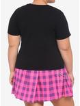 Snake Moon Phase Cutout Girls Crop T-Shirt Plus Size, BLACK, alternate
