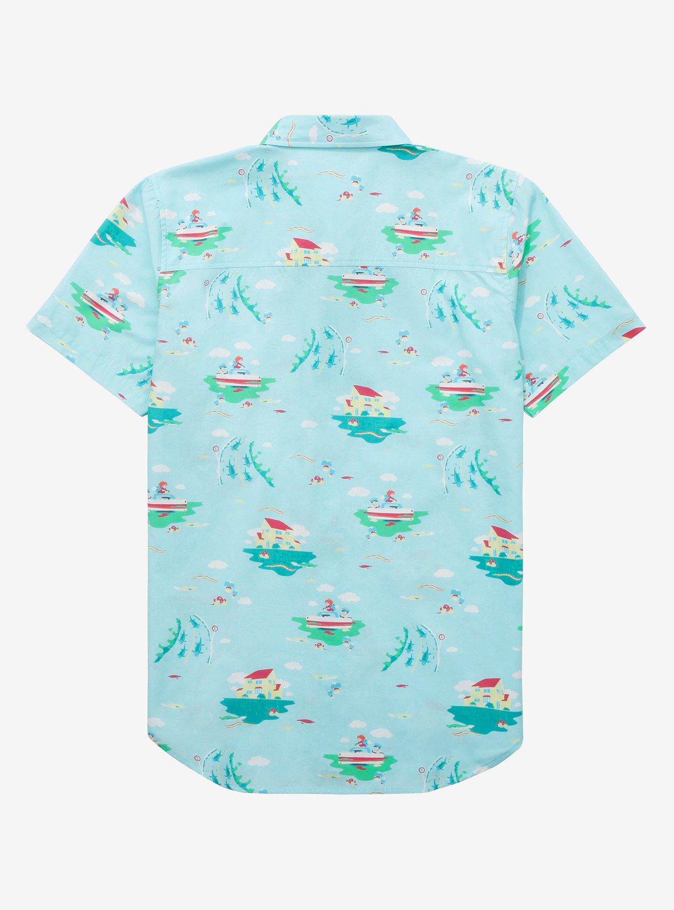 Studio Ghibli Ponyo Ocean Scenery Woven Button-Up - BoxLunch Exclusive, LIGHT BLUE, alternate