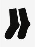 Black Chenille Crew Socks, , alternate