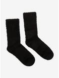 Black Fuzzy Crew Socks, , alternate