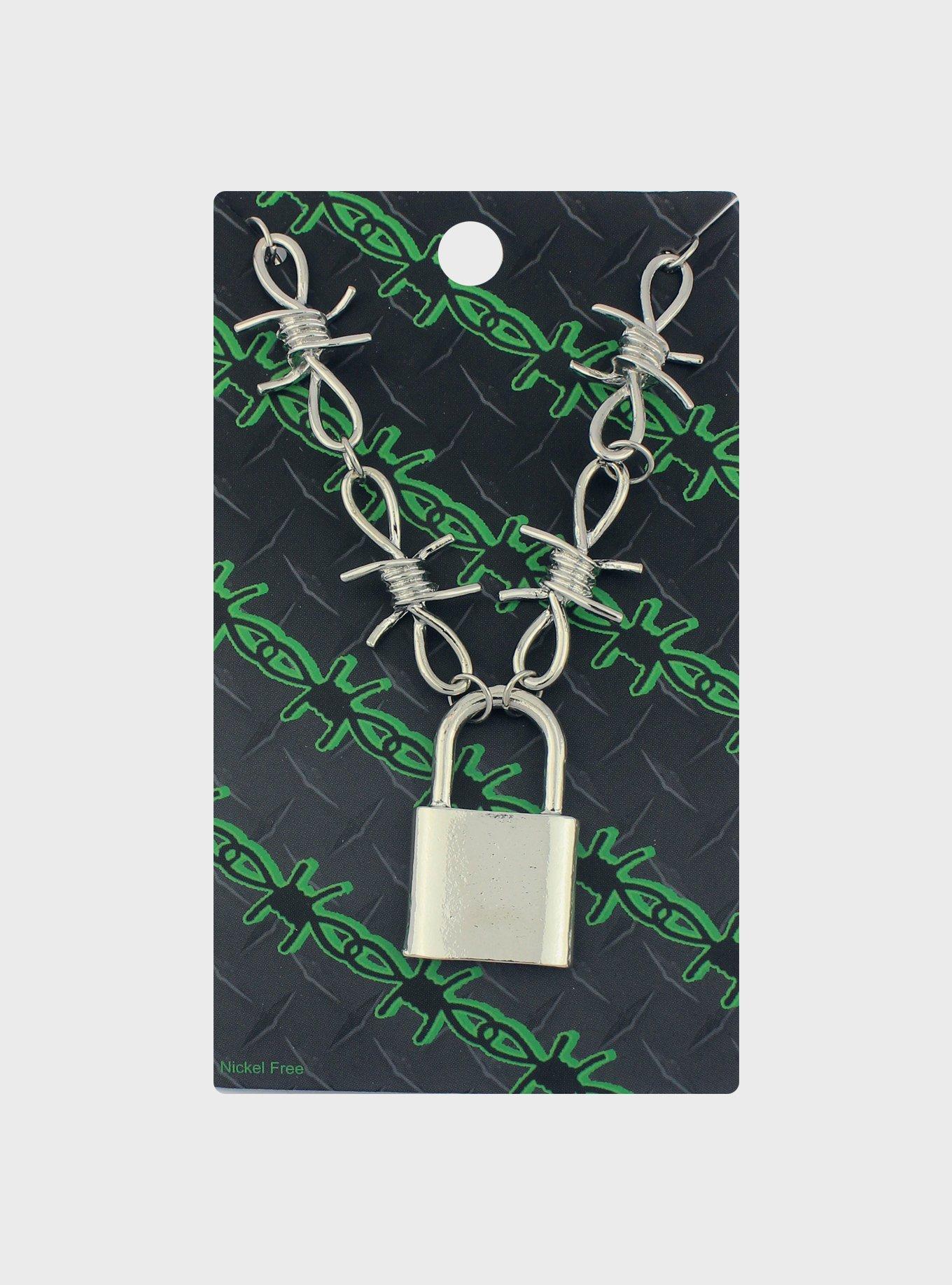 Padlock Barbed Wire Necklace | Hot Topic
