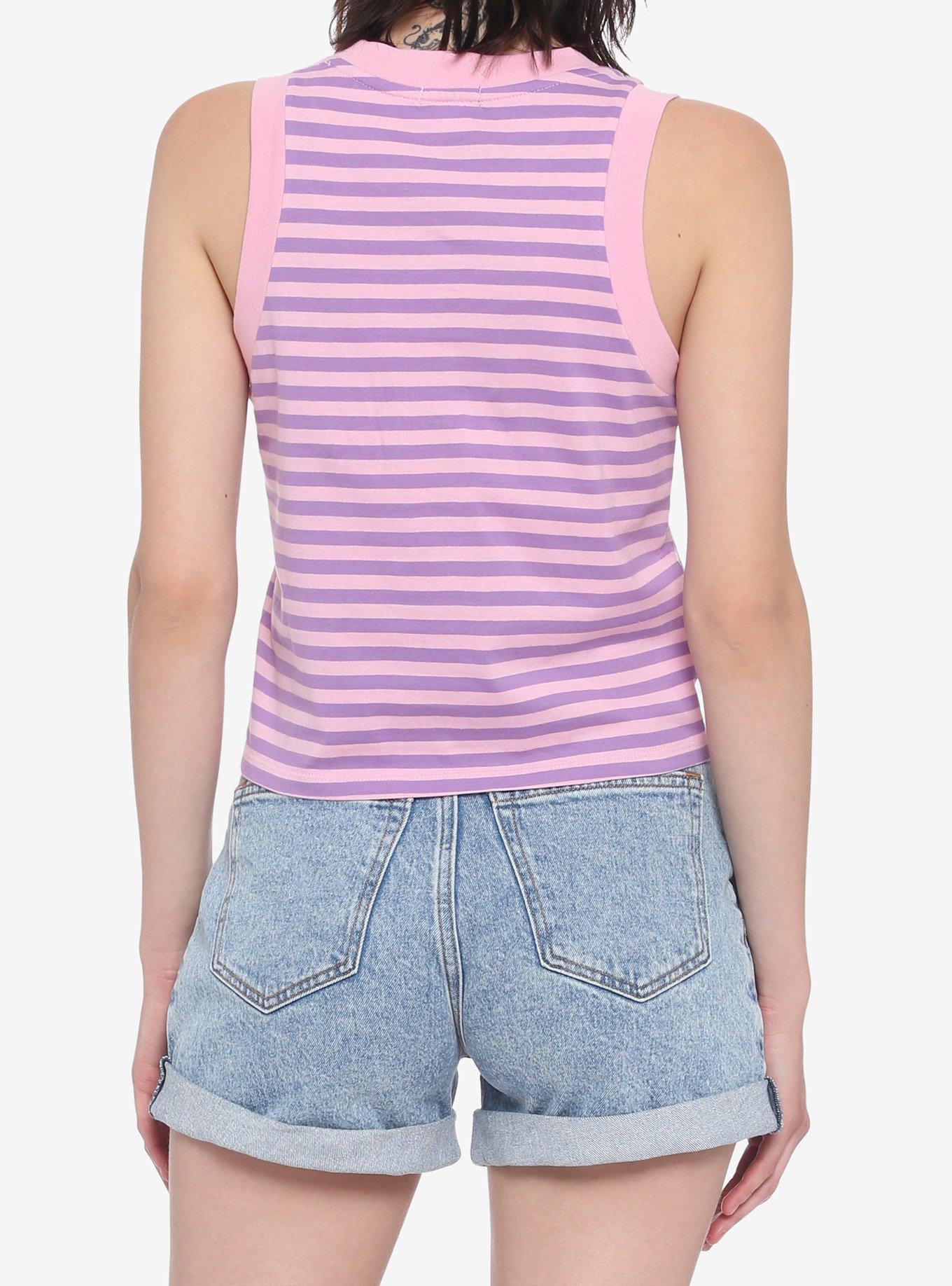 Butterfly Pink & Purple Stripe Girls Tank Top, MULTI, alternate