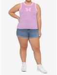 Butterfly Pink & Purple Stripe Girls Tank Top Plus Size, MULTI, alternate