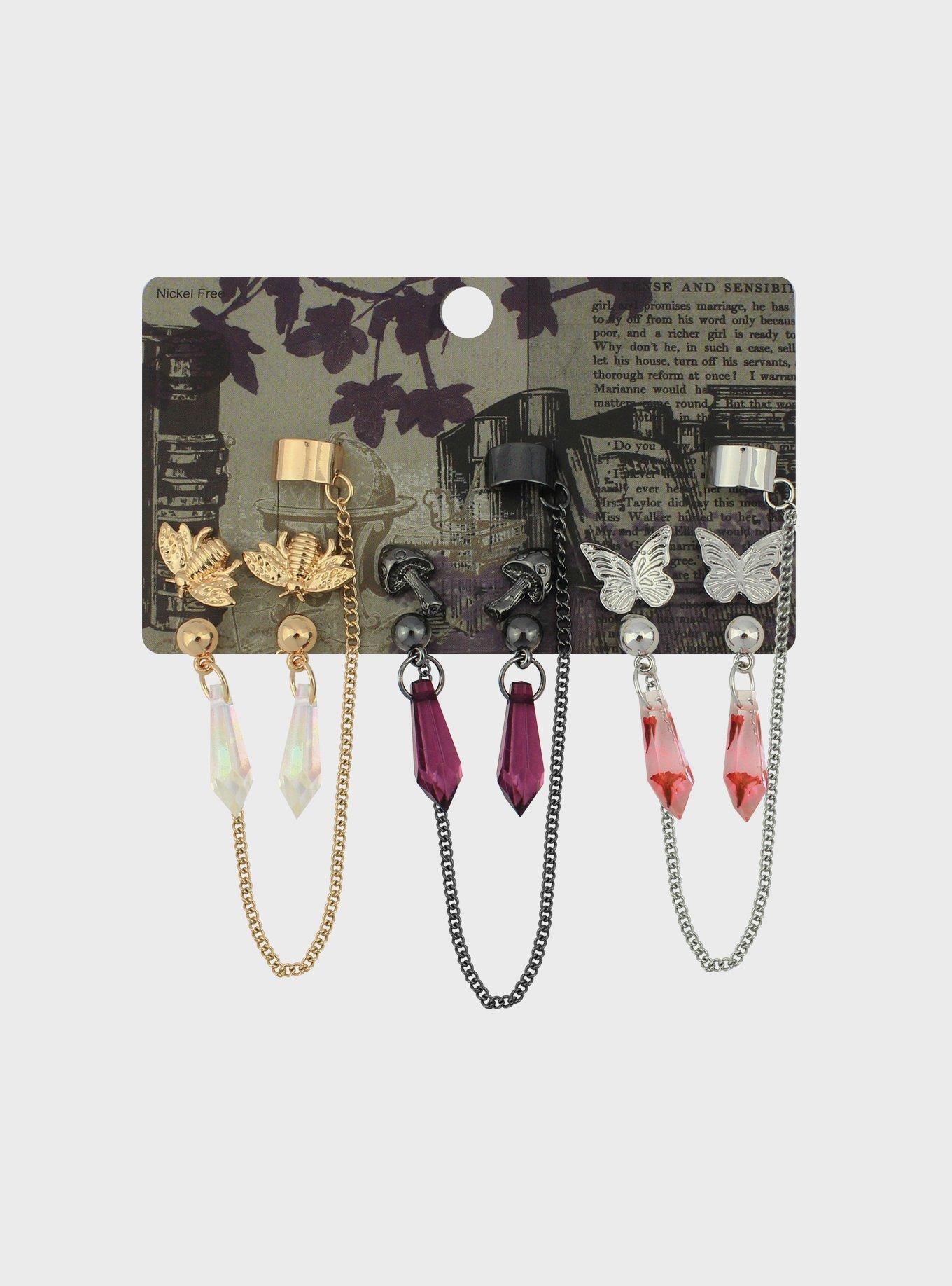 Butterfly Crystal Cuff Earring Set, , alternate