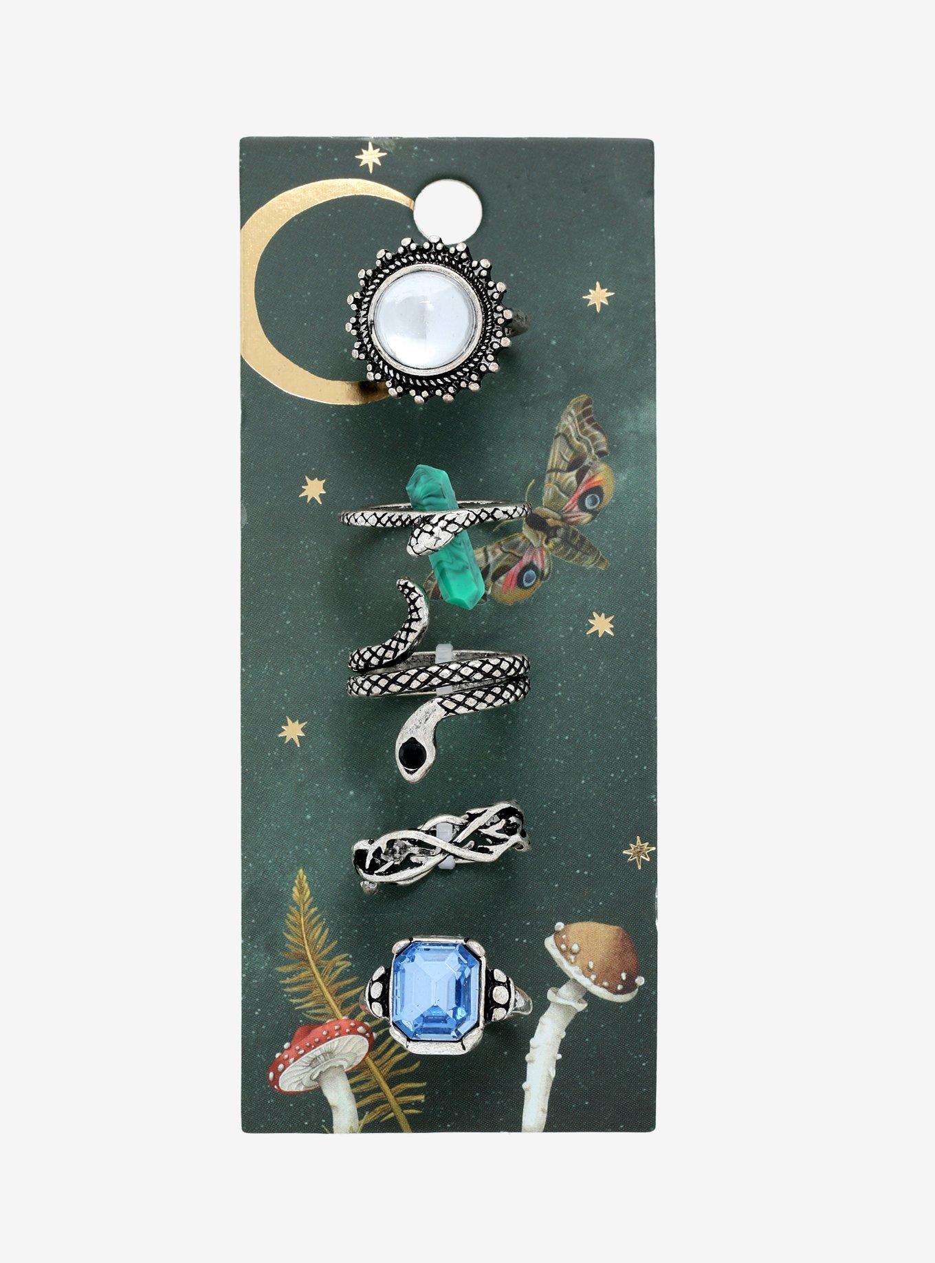 Snake Crystal Ring Set, , alternate