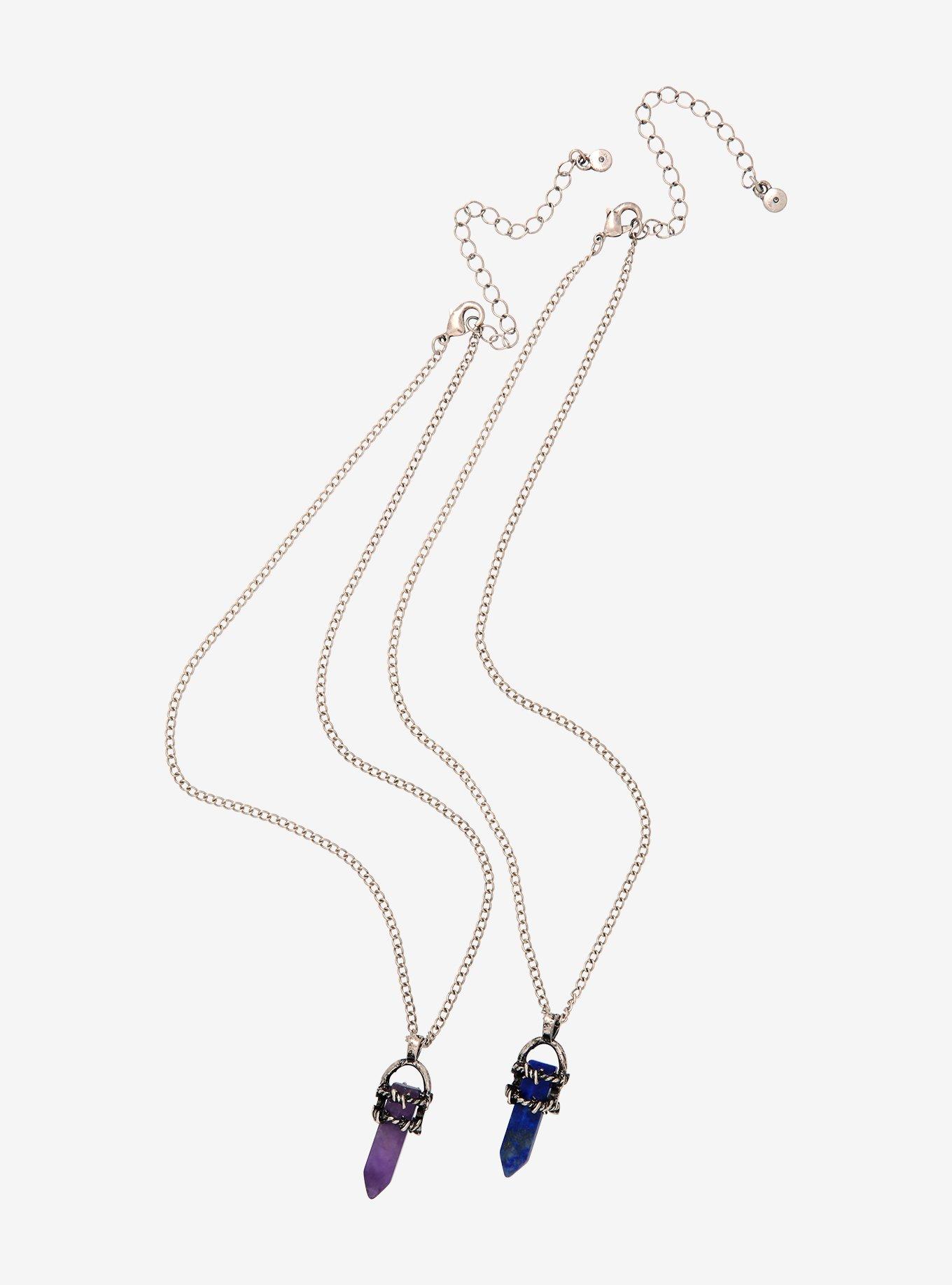 Amethyst & Lapis Crystal Barbed Wire Best Friend Necklace Set, , alternate