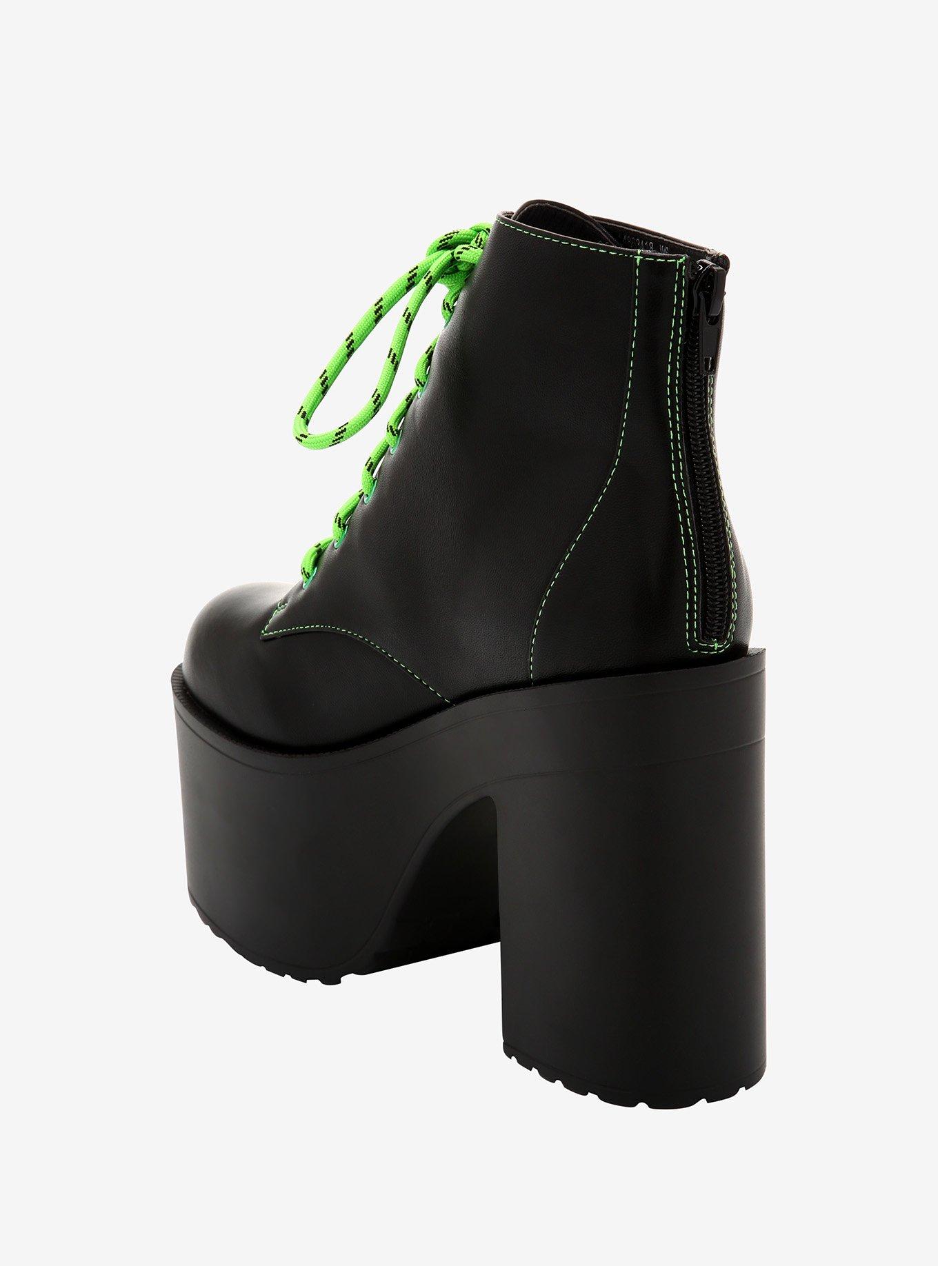 Black & Green Laces Platform Booties, MULTI, alternate