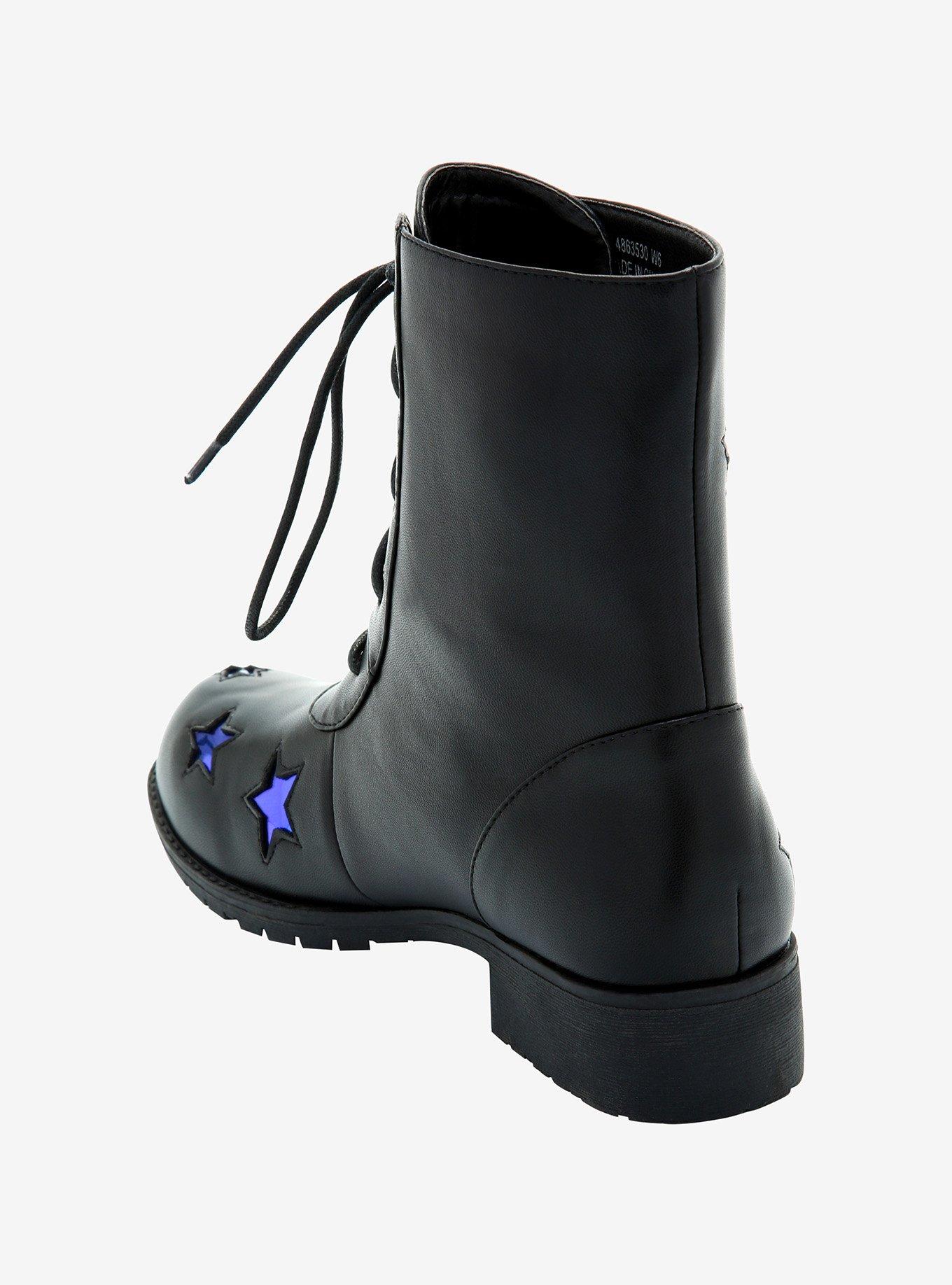 Holographic Moon & Star Cutout Combat Boots, MULTI, alternate