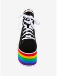 Black With Rainbow Sole Platform Hi-Top Sneakers, MULTI, alternate