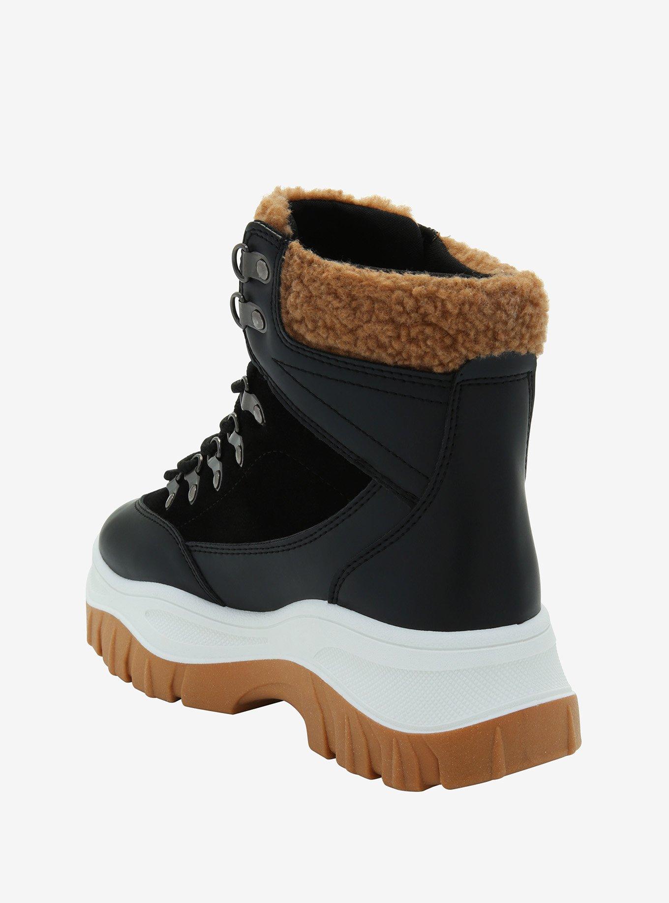 Sherpa Chunky Hi-Top Sneakers, BLACK, alternate