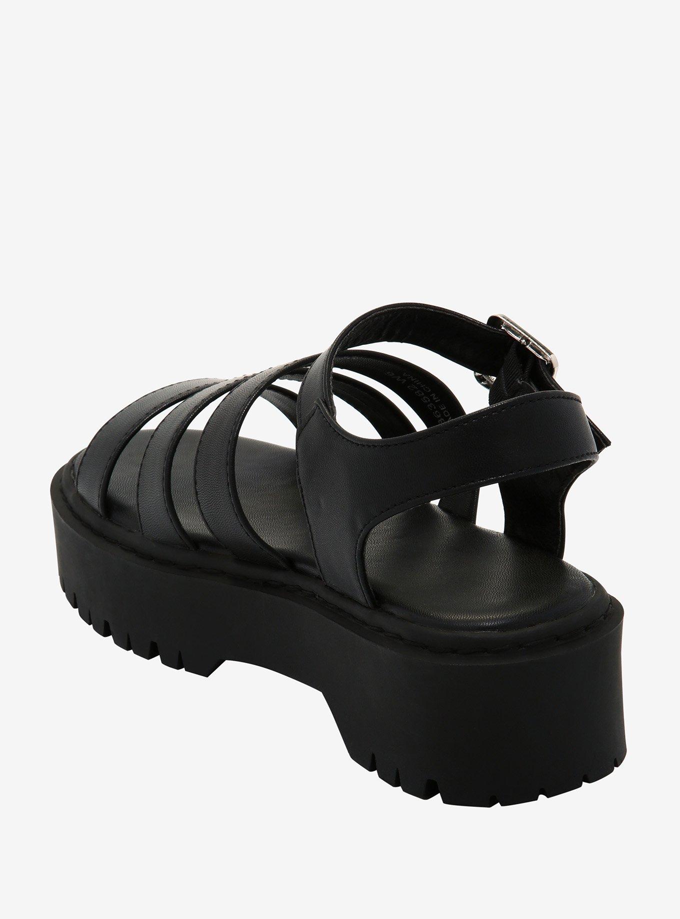 Black Multi Strap Sandals, MULTI, alternate