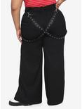 Grommet Suspender Wide Leg Pants Plus Size, BLACK, alternate