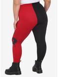 Dragon Red & Black Split Leggings Plus Size, MULTI, alternate
