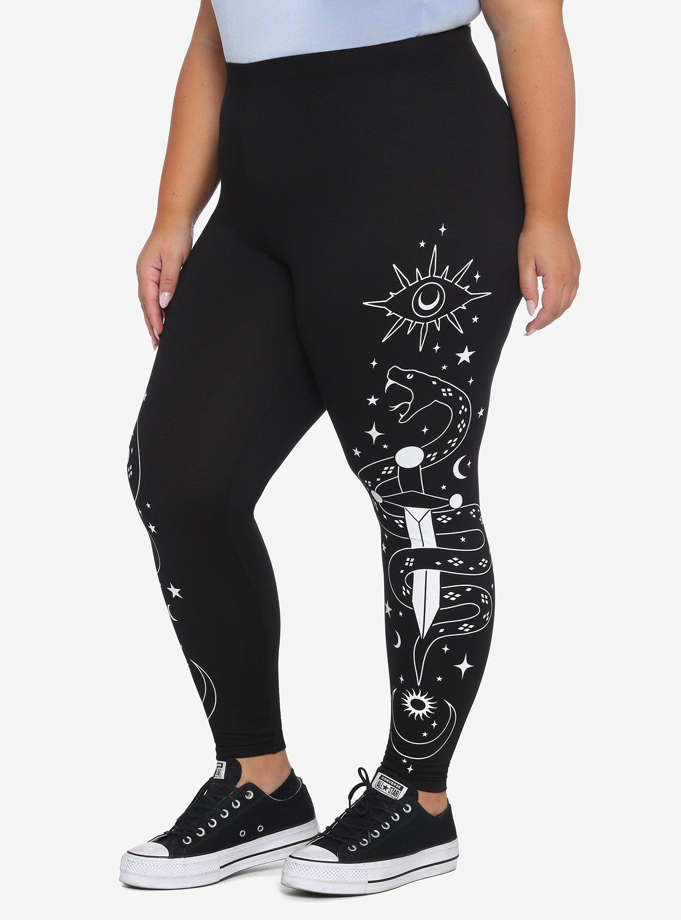 Snake Dagger Celestial Leggings Plus Size, BLACK, alternate