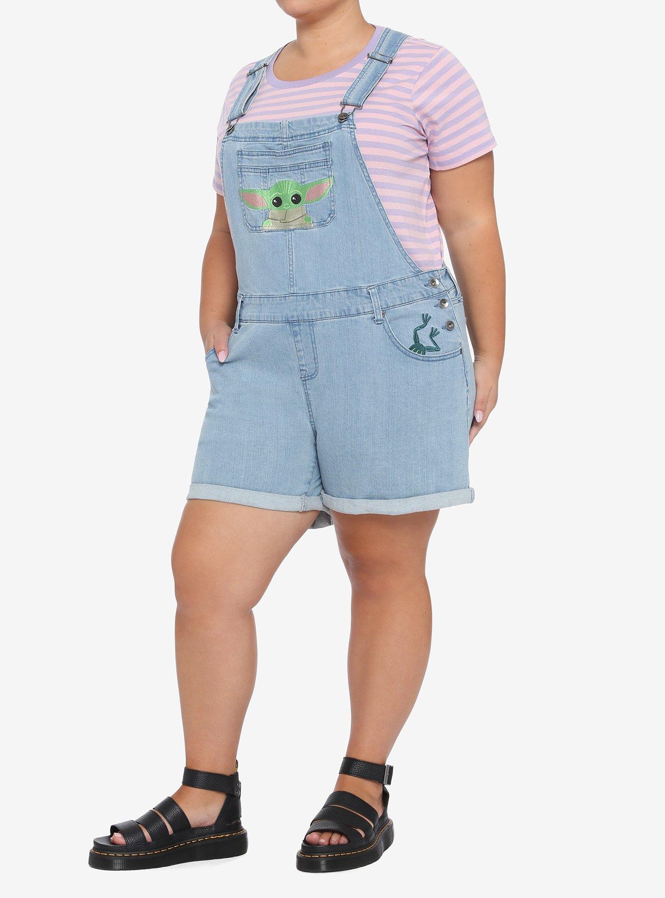 Her Universe Star Wars The Mandalorian The Child Denim Shortalls Plus Size, MULTI, alternate