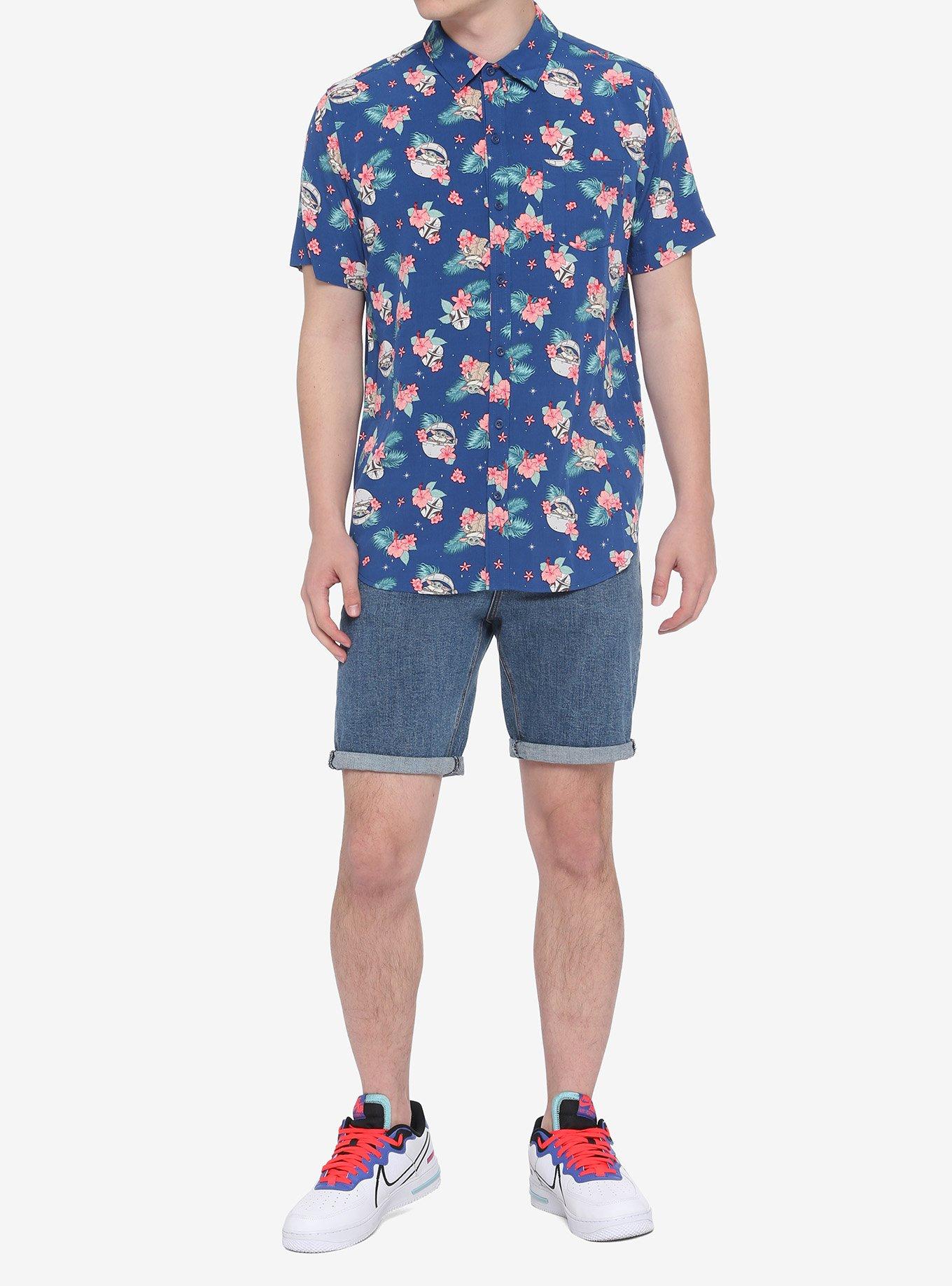 Star Wars The Mandalorian The Child Tropical Floral Woven Button-Up, MULTI, alternate