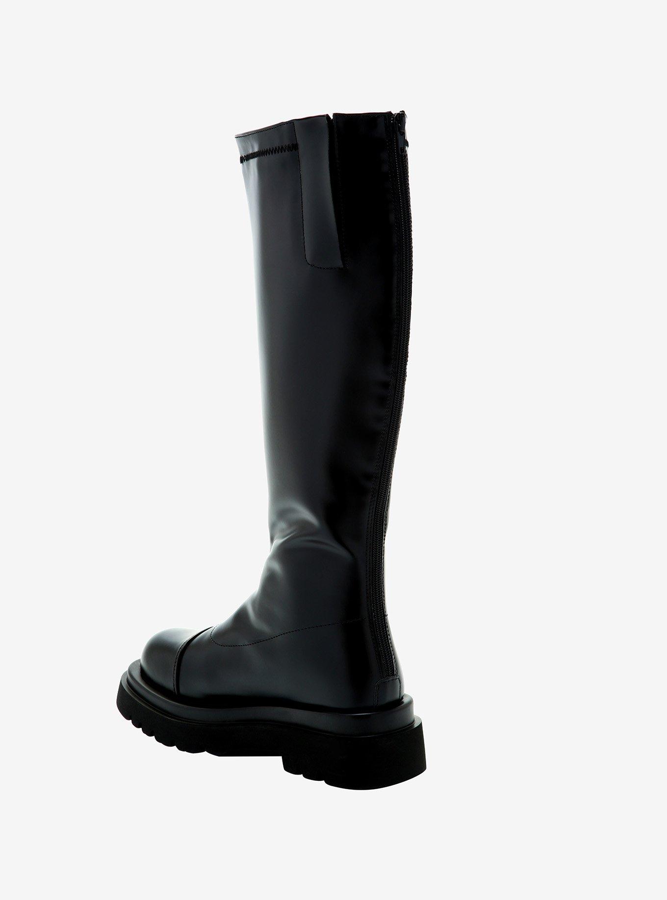Black Platform Knee-High Boots, MULTI, alternate