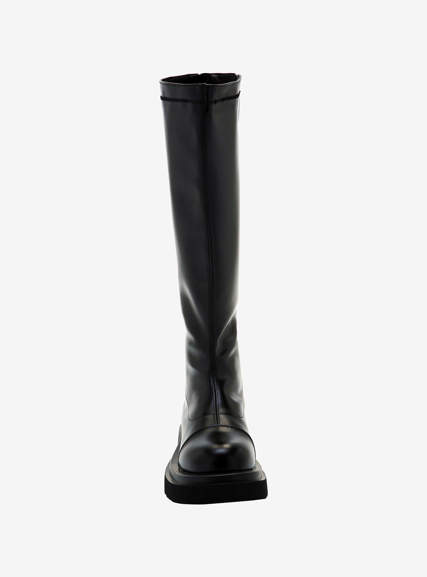 Black Platform Knee-High Boots, MULTI, alternate