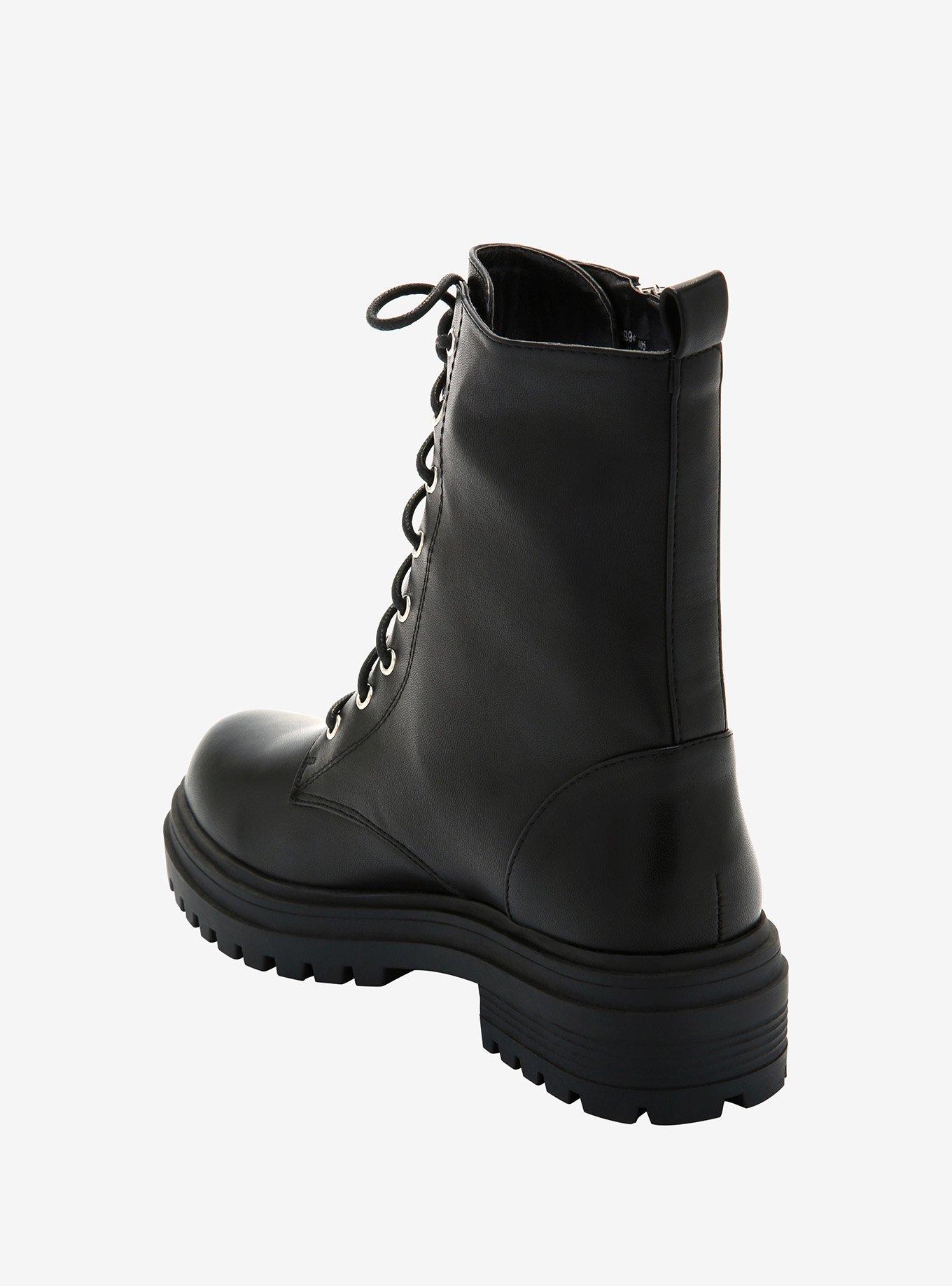 Black Side Zip Combat Boots, MULTI, alternate
