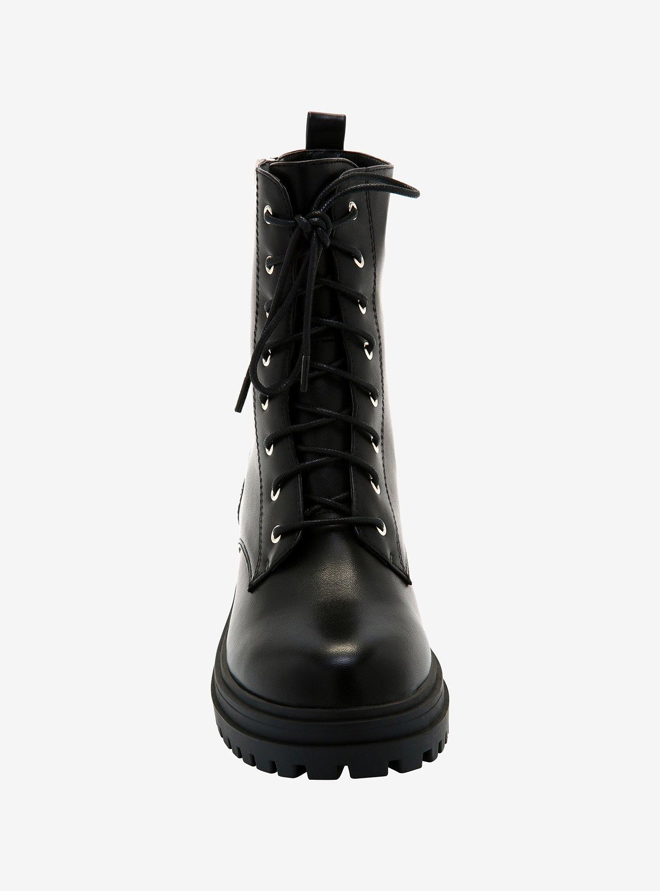 Black Side Zip Combat Boots, MULTI, alternate