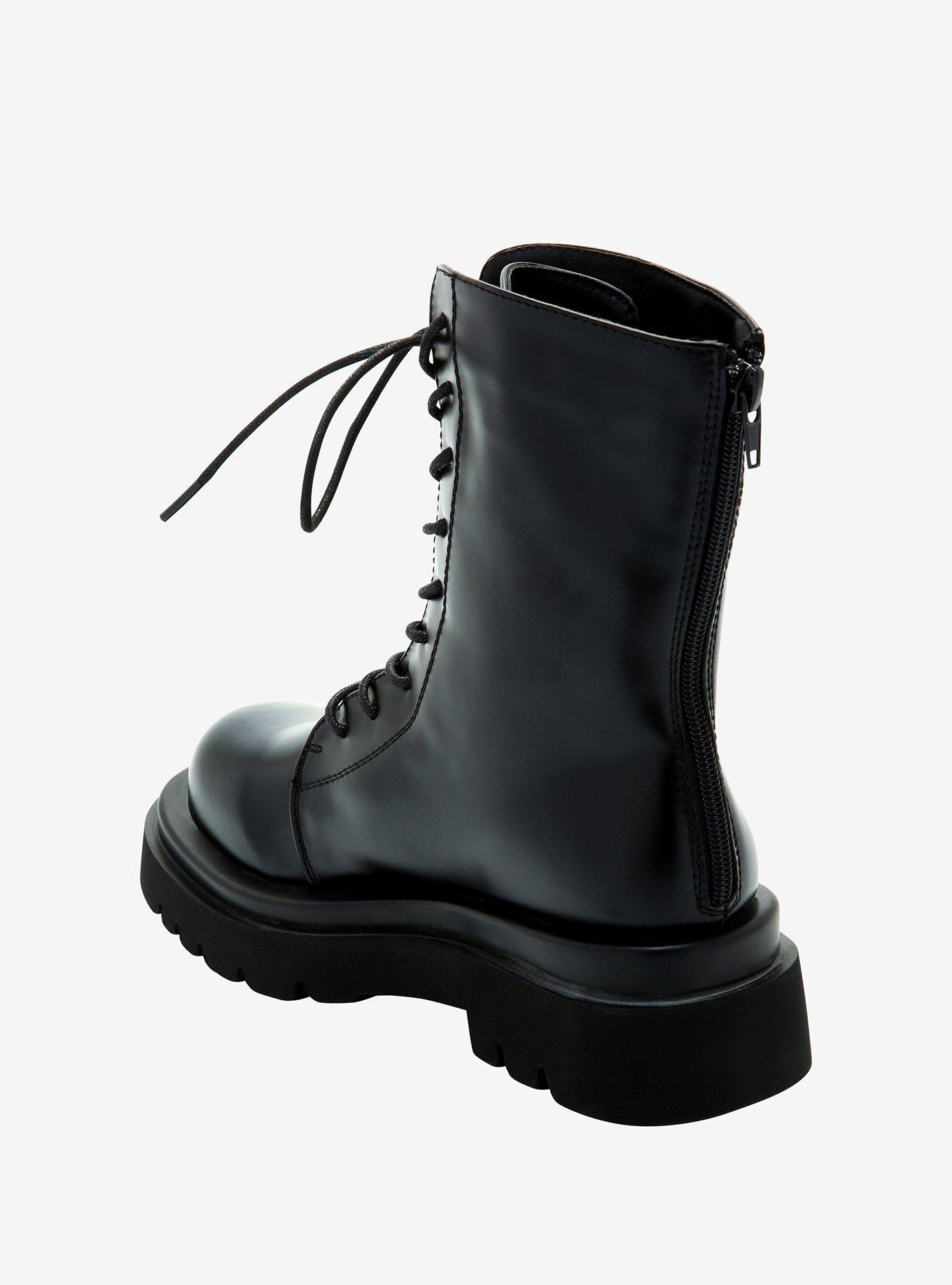 Black Zip Combat Boots, MULTI, alternate