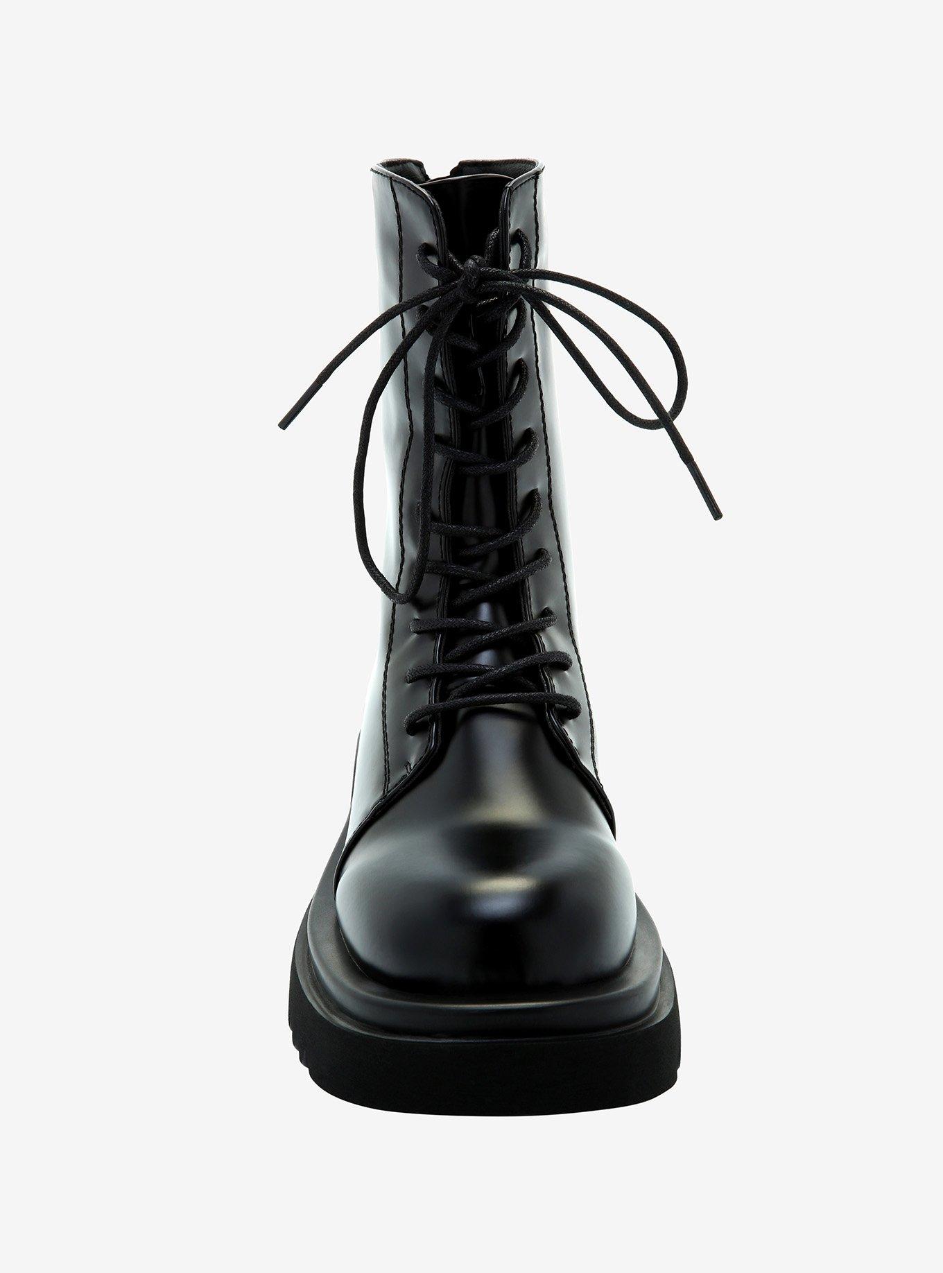Black Zip Combat Boots, MULTI, alternate